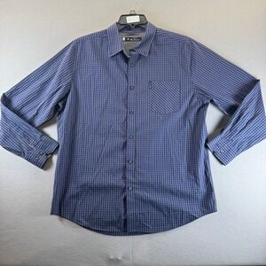 Ben Sherman Mens XL Blue Gingham Long Sleeve Button Down Shirt BA19F48542